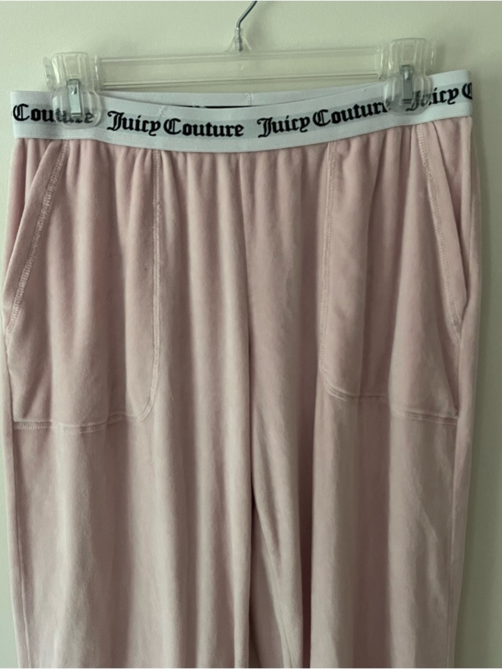 Juicy Couture Velour Pants Small Baby Pink Soft Logo Waistband Rhinestones - Picture 2 of 6